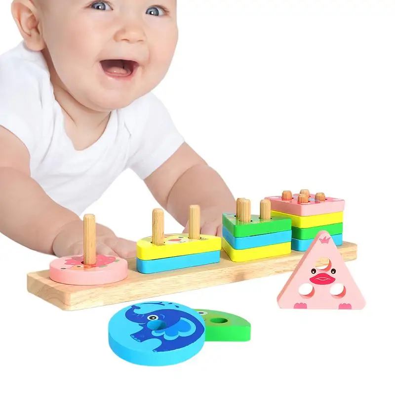 

Shape Sorting And Stacking Toys Shape Color Recognition Puzzle Stacker Animal Pattern Blocks Learning Shape Color Board Game For