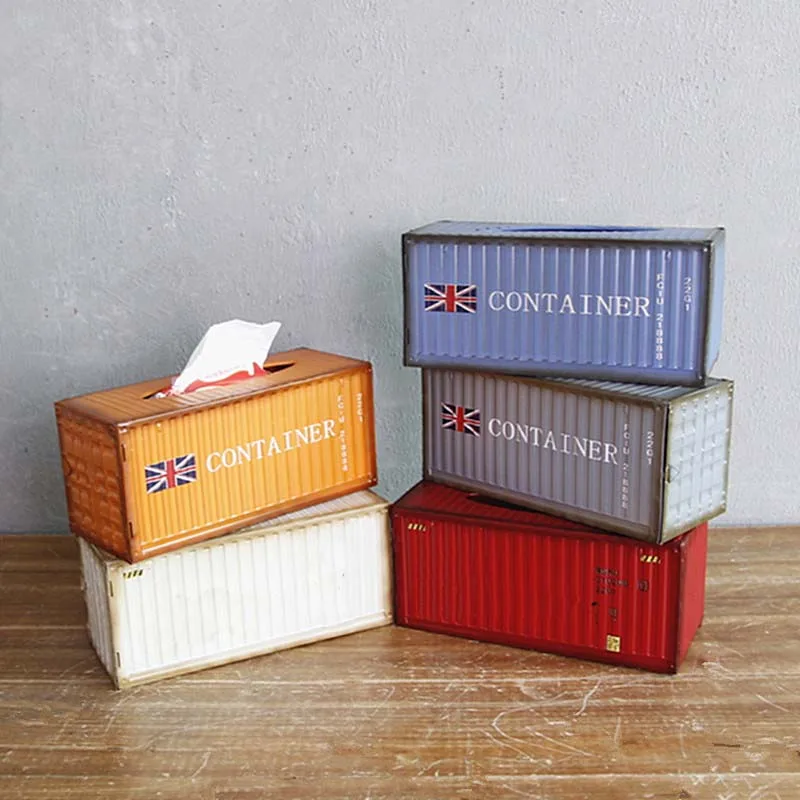 Container Tissue Box Shipping Container Model Creative Storage Napkin Holder Desktop Storage Napkin Box Fashion Decoration 2023