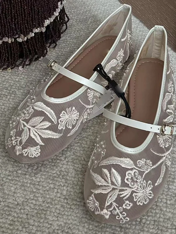 embroidered-net-mary-jane-flat-bot-ballet-sle-women's-oes-round-toe-slip-on-faion-single-oes-low-heel-rubber-outsole