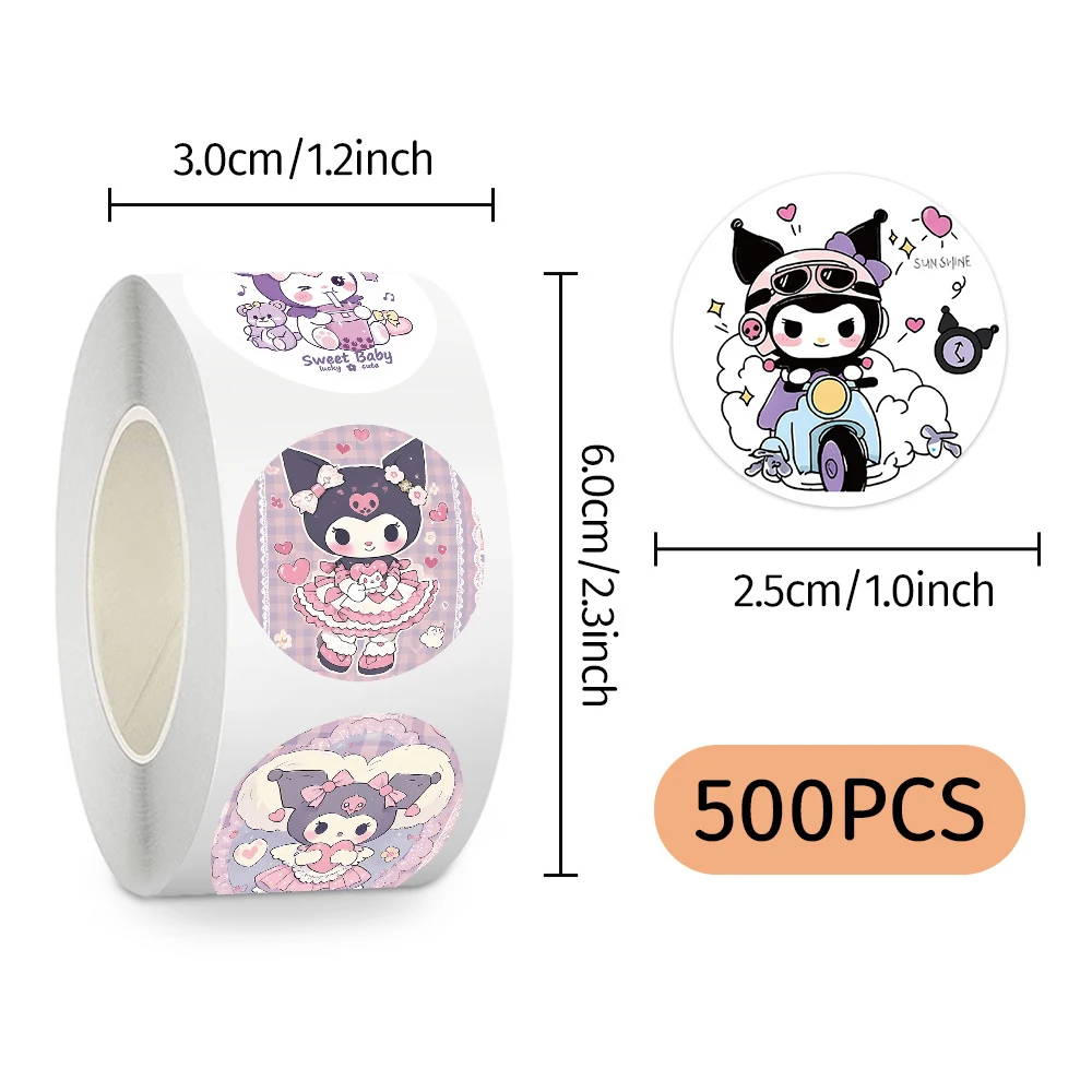 สติกเกอร์ลายการ์ตูนซานริโอ้ คุโรมิ 500 ชิ้น/ม้วน สติกเกอร์รางวัลน่ารัก สติกเกอร์อนิเมะ สำหรับติดขวดน้ำ แล็ปท็อป โทรศัพท์มือถือ ของเล่นสติกเกอร์ลายกราฟฟิตี้น่ารัก