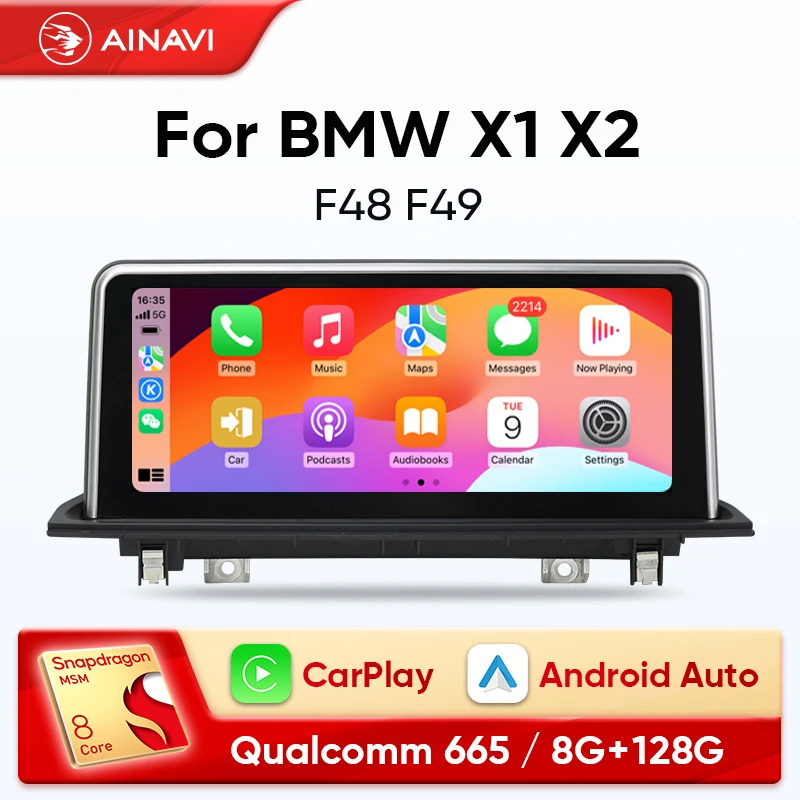 

AINAVI For BMW X1 X2 F48 F49 2016-2020 NBT EVO 10.25 Inch Android Auto Touch Screen Car Radio Multimedia Carplay Player Stereo