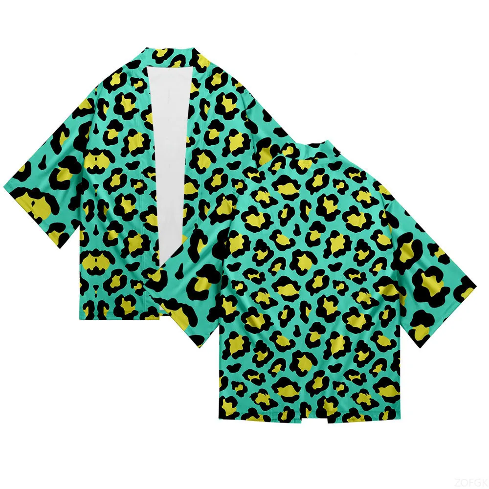 

Cheetah Pattern Kimono, Yukata, Men's and Women's Cardigans, Loose Top, Haori Asian Anime Harajuku Kimono