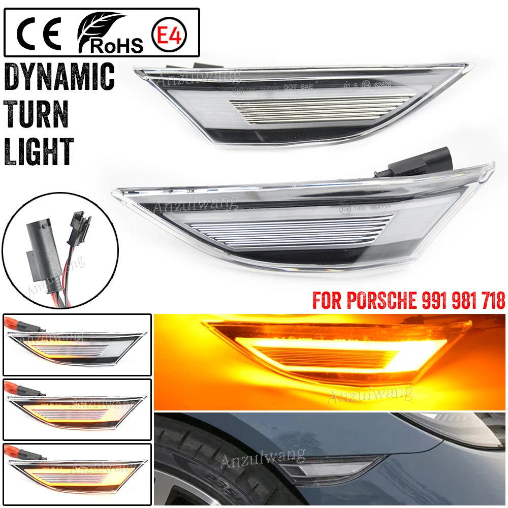 

For PORSCHE 991 Carrera S 4 4S GTS Turbo S GT3 981 Targa 4S 2pcs Dynamic LED Side Marker Light Turn Signal Lamp