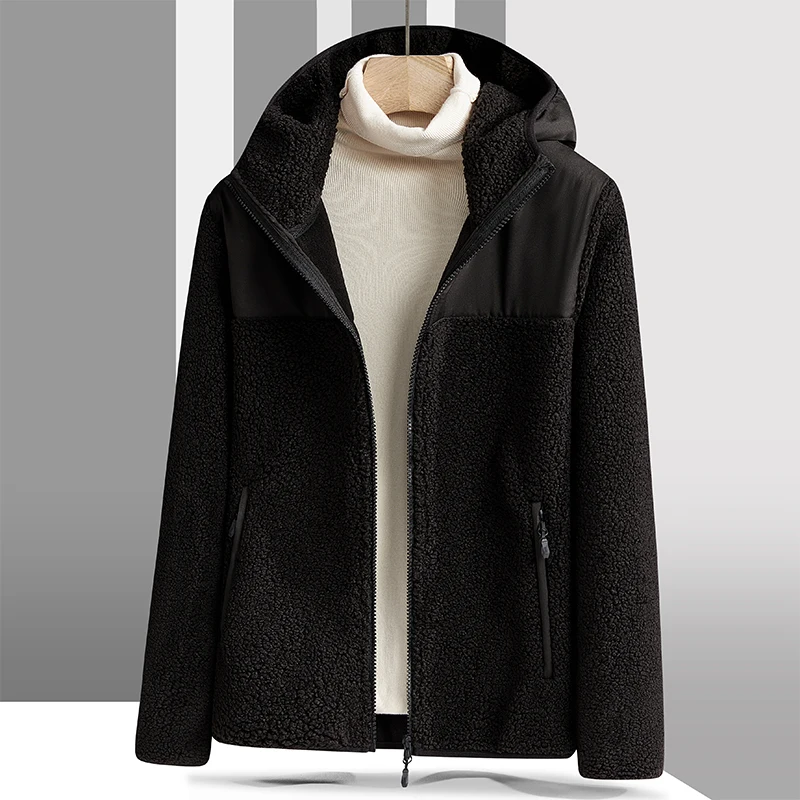 New Loose Fashion Versatile Warm Lamb Fleece Hooded Cardigan Coat Women\'S Autumn Winter Plush Thickened Outdoor Sports Jacket