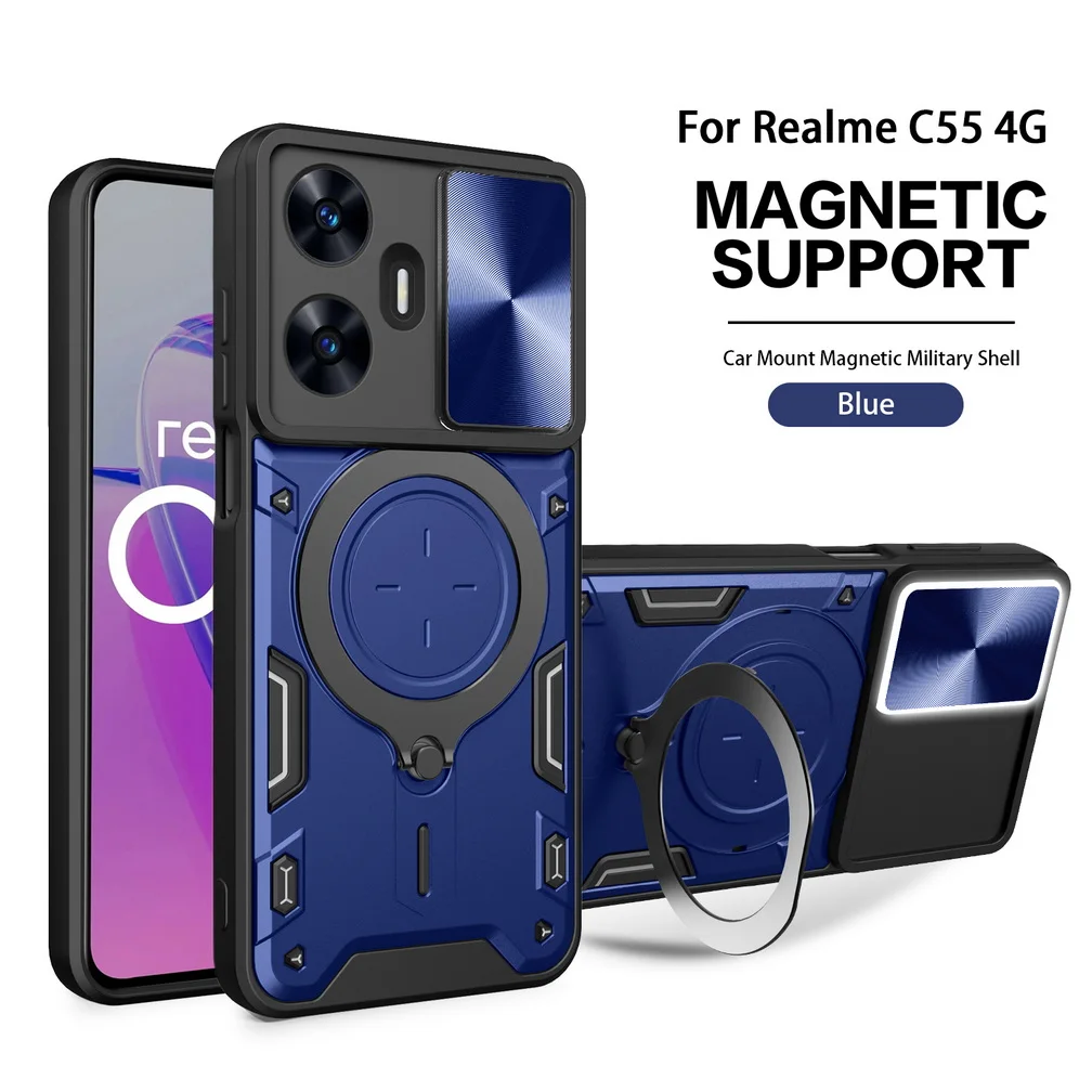 Magsafe Magnetic Camera Protect Case for Realme C55 C35 C33 C31 C30 C21Y C25Y Realme 10 Pro + 9 8 GT 3 Hybrid Metal Ring Cover