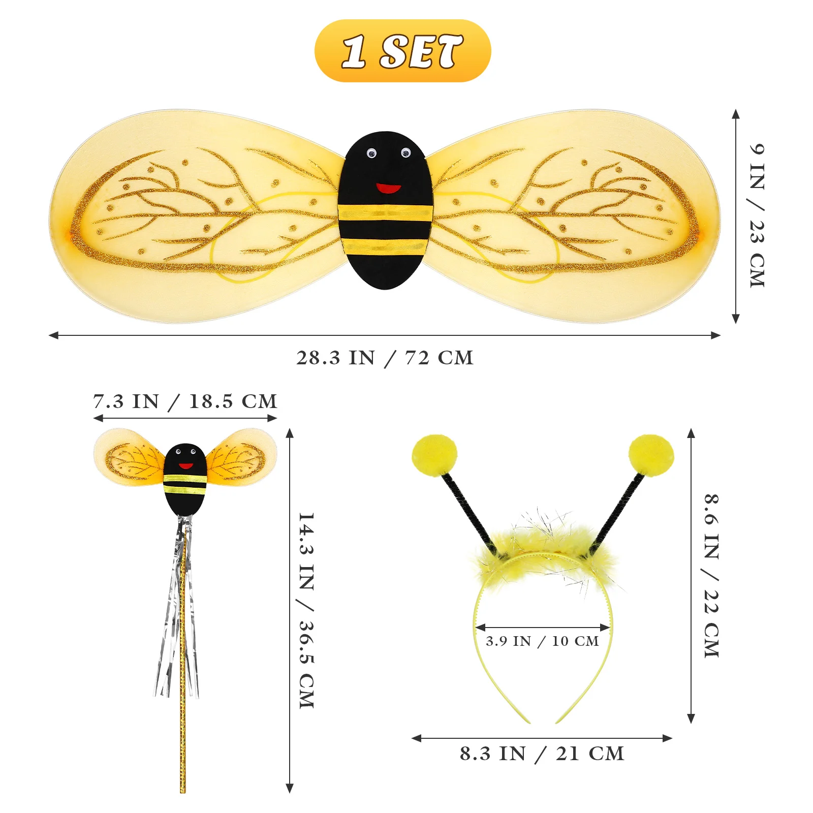 Disfraz de abeja para niños, diadema de alas, Varita de escenario, accesorios de actuación, cuerda de Color aleatorio, 1 Juego