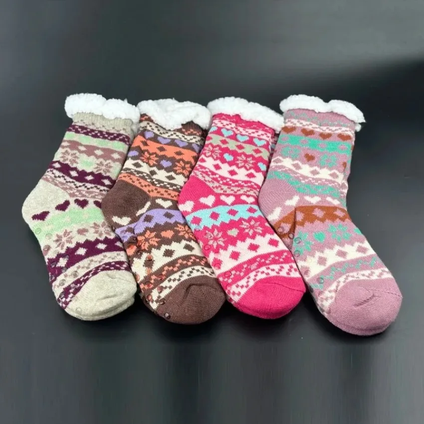 Winter Warm Sock Women Thermal Sleeping Home Indoor Floor Soft Female Christmas Non Slip Grip Comfy Fluffy Fuzzy Slipper Sock