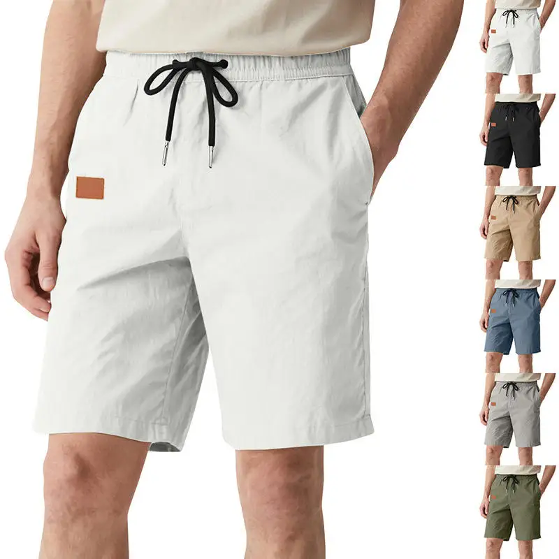 

Men's Beach Shorts Summer Casual Lightweight Five-Quarter Length Drawstring Large Size Sporty Shorts for Men