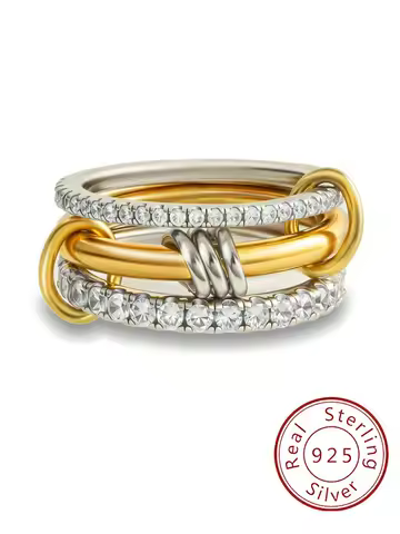 925 Sterling Silver Simple Fashionable Multi-Layer Round Zircon Ring For Women Anniversary Luxury High Quality Fine Jewelry