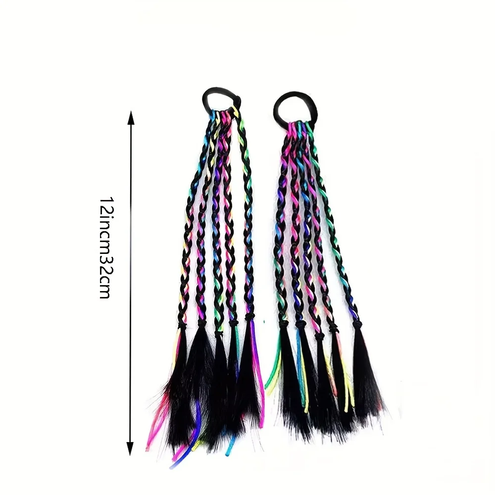 synthetic 12inch Street dance colored dreadlocks Braided  hair ponytail colored rope girl's hair girl's arcane boxing braid