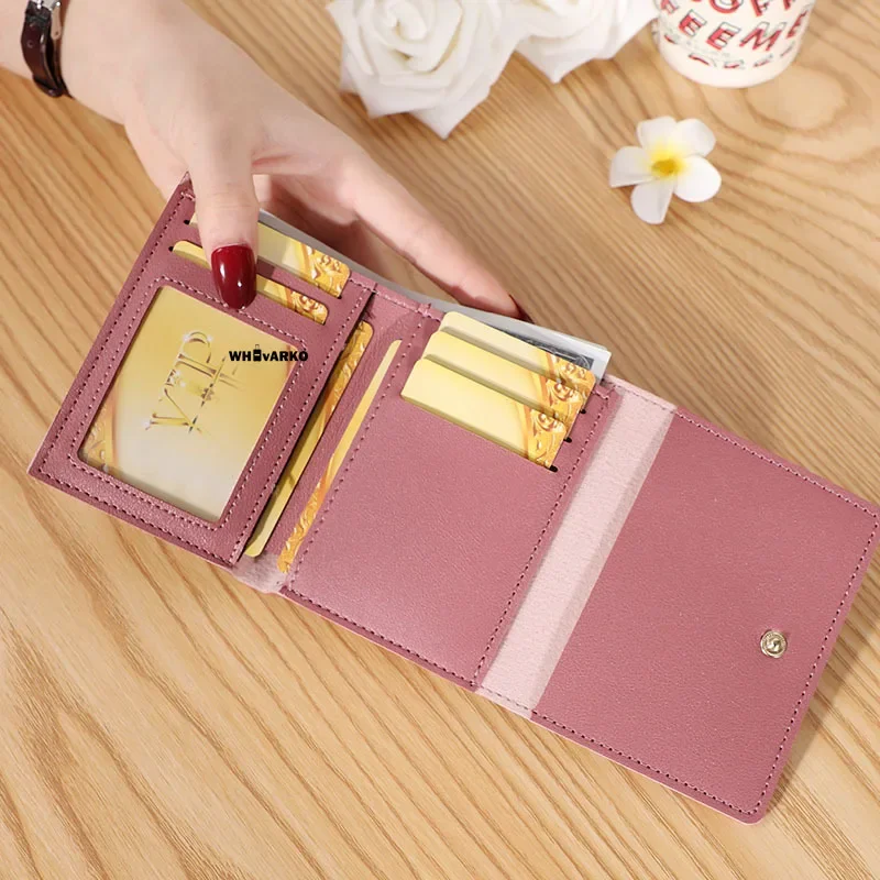 Women Cute Flower Wallet Simple Cartoon Student Coin Wallet Multi Card Card Holder Brand Designed PU Leather Small Hasp Purse