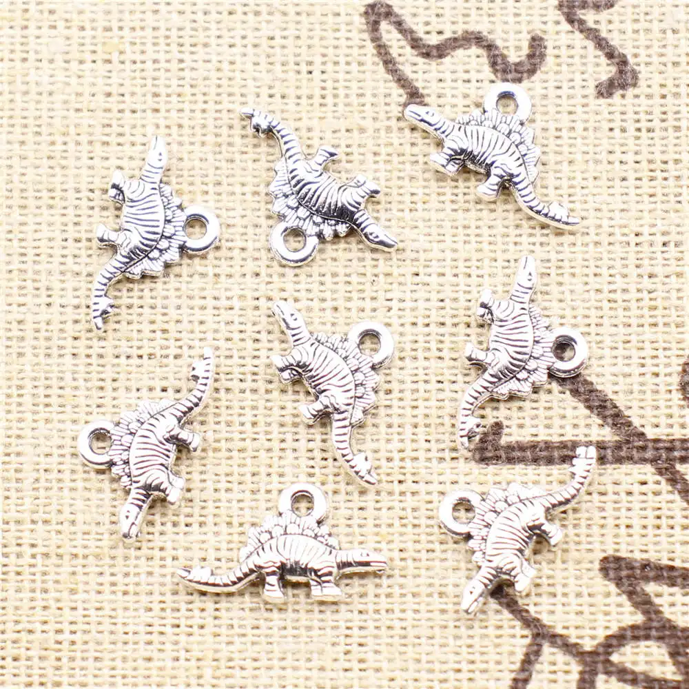 20pcs Antique Silver Color 10x16mm Dinosaur Charms Handmade Jewerly Diy