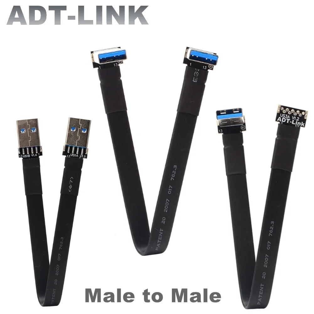 FPV USB 3.0 Type-A Elbow 90 Degree Adapter 5cm-3m FPC Ribbon Flat USB Cable Male to Male HDTV AV Multicopter Aerial Photography