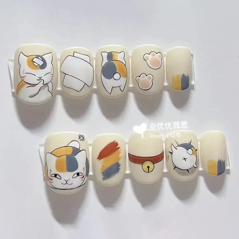 Natsume Cat Sensei Anime Nail Sticker Nyanco Sensei Cute Cat Self Adhesive Kawii Footprint Nail Art Otaku Nail Supplies Manicure