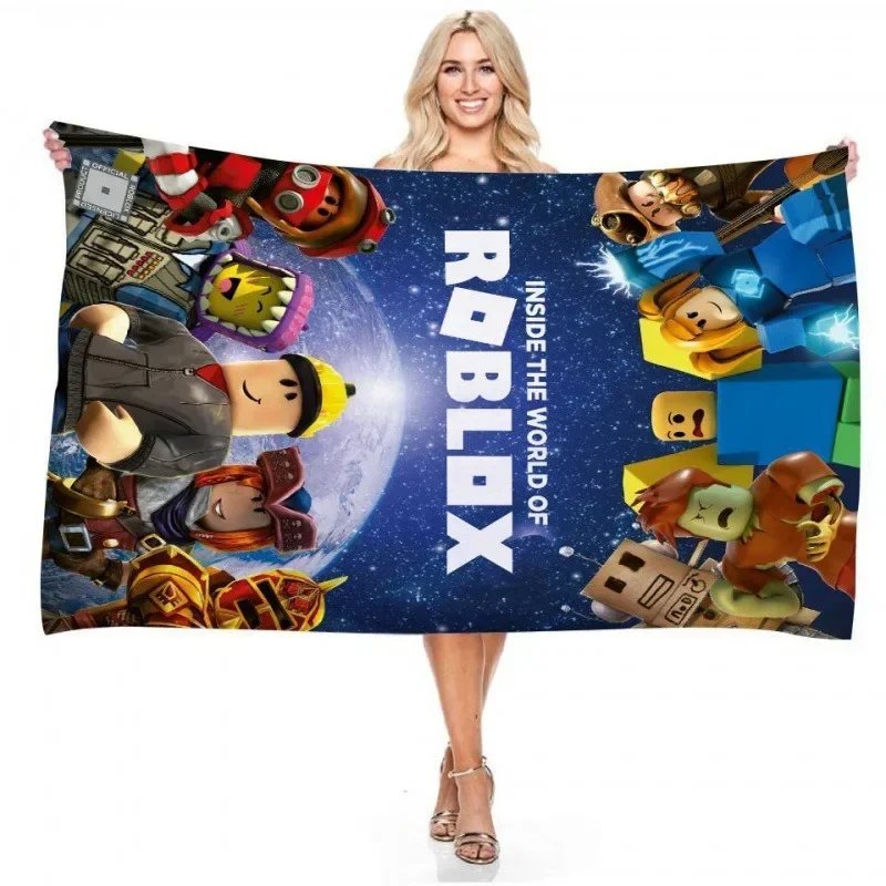 Roblox Game Cartoon Bath Towel Bathrobe Beach Towel Quick-drying Children's Bath Towel Non-sand Creative Birthday Gifts