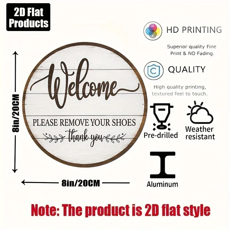 1pc 2D Flat, 8*8 Inch Round French Aluminum Sign about 