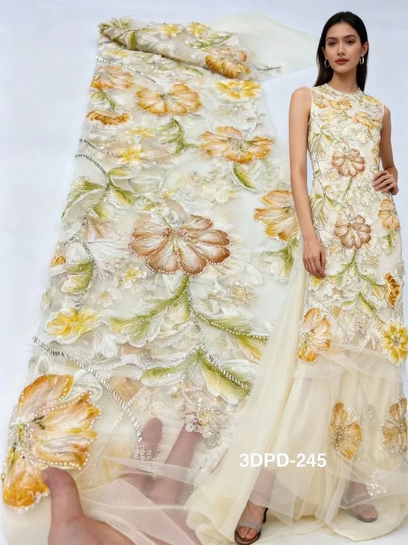 

Элегантная африканская вышитая бисером кружевная ткань 2025, роскошная французская шифоновая тюлевая кружевная ткань с блестками, женское шитье свадебного платья