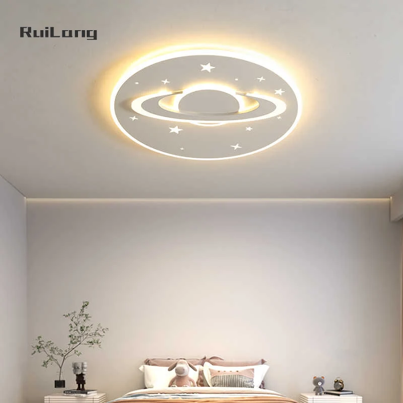 Lampada da soffitto moderna a LED Planet per la camera dei bambini Ragazzo Ragazza Camera da letto Studio Baby Lustre Cartoon Lampadario Spazio Plafoniera
