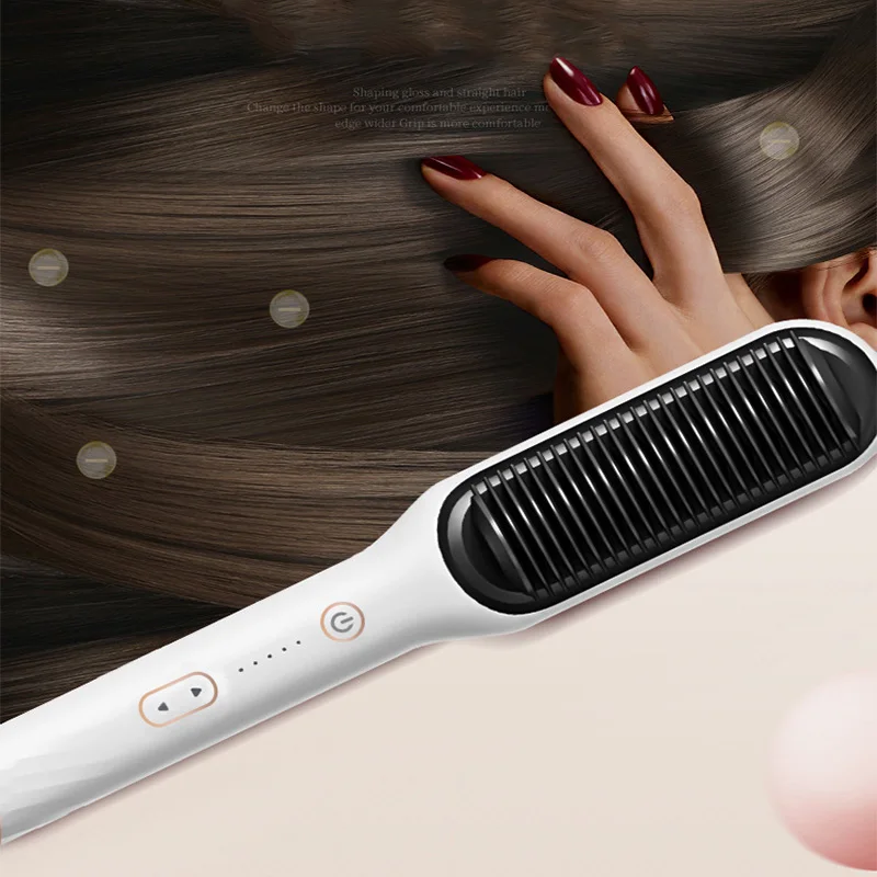 Hair Straighten Dryer Brush Rapid PTC Ceramic Heating Temperature Adjustable Anti-Scald Electric Straighten Curling Comb