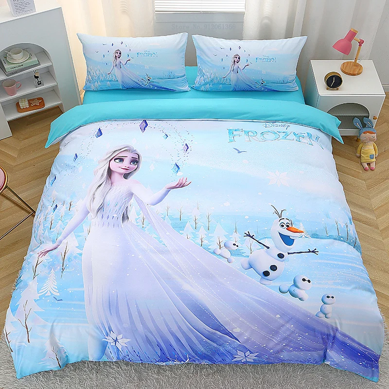 Disney Bedding Set Purple Frozen Elsa Princess Duvet Cover Sets for Baby Children Girls Bed Birthday Gifts Single Twin Full Size