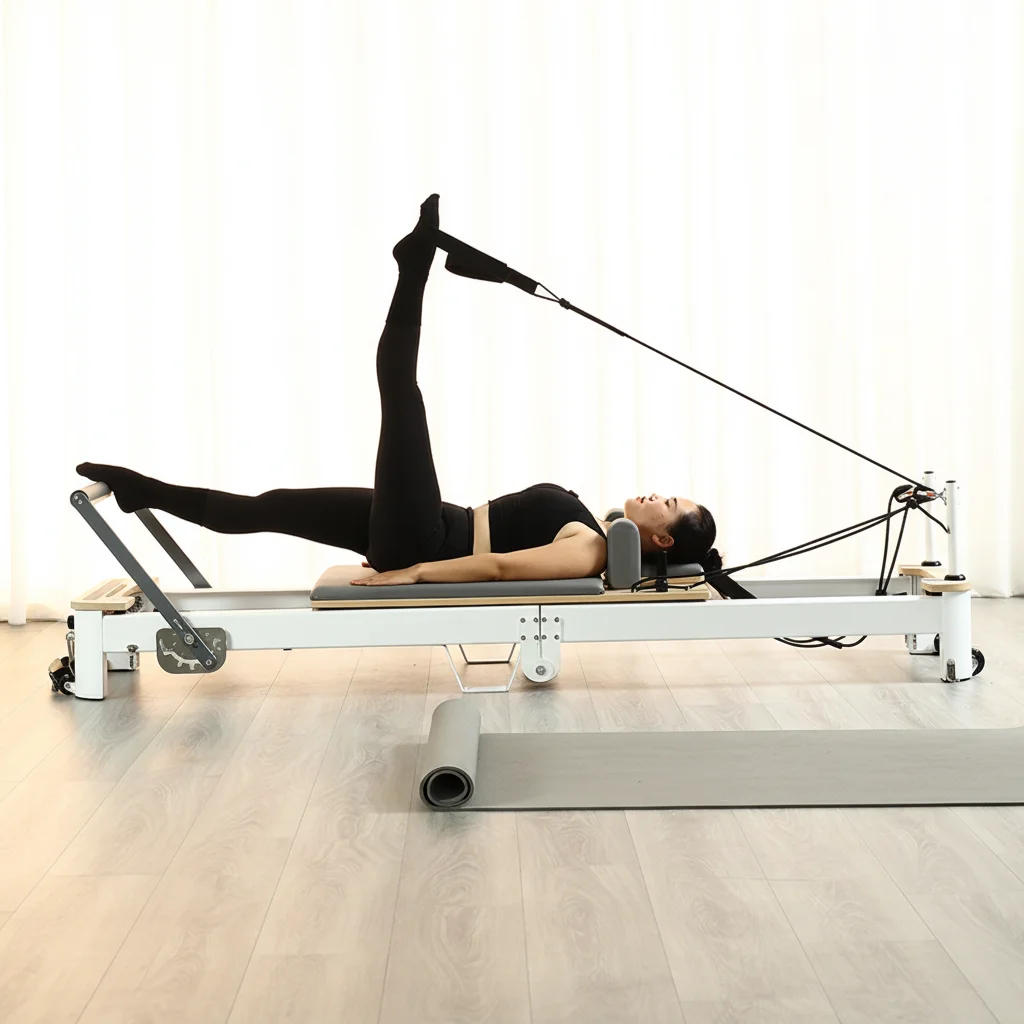 

Foldable Aluminum Pilates Reformer with Tower, Studio Grade & Adjustable