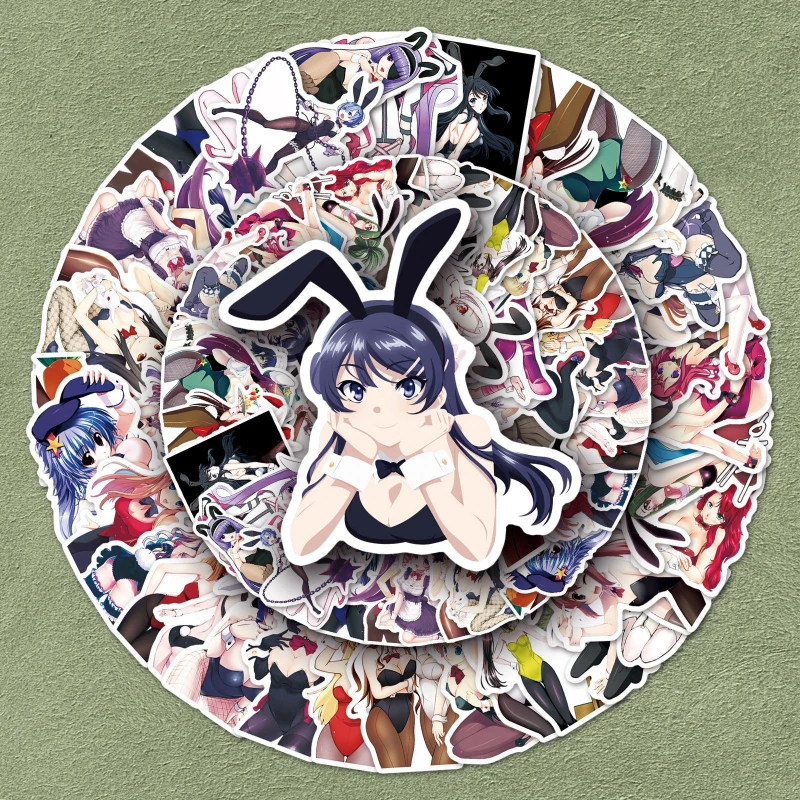 61/30/10PCS Popular Anime Two-dimensional Peripherals Sexy Bunny Girl Decoration Laptop Tablet Mobile Phone Waterproof Stickers