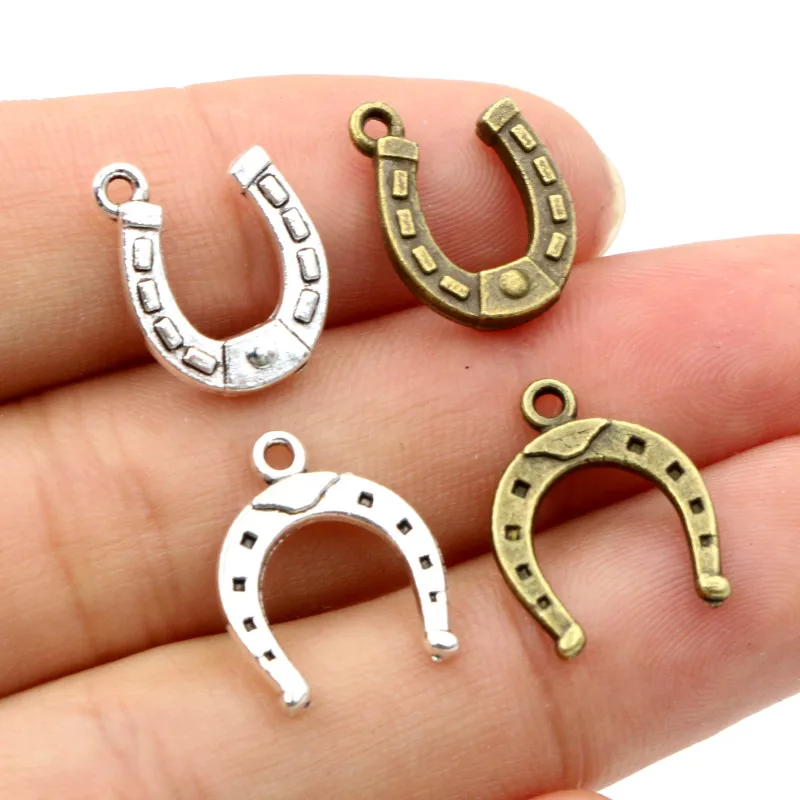 30pcs Charms Lucky Horseshoe Horse 16x13mm Antique Bronze Silver Color Plated Pendants Making DIY Handmade Tibetan Jewelry