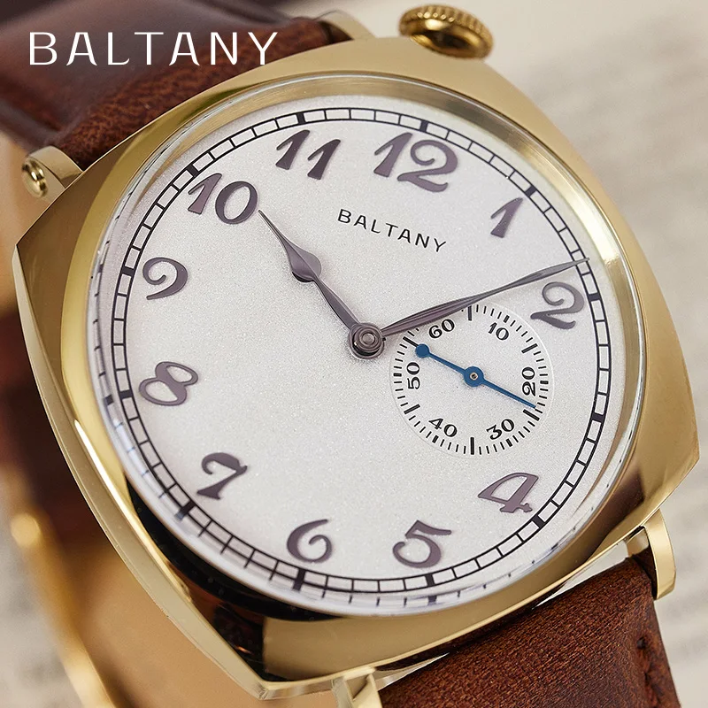 

Baltany 1921 Vintage Homage Wristwatch ST1701 American legend Sapphire Crystal Gold Case 5ATM Square Stainless Steel Dress Watch