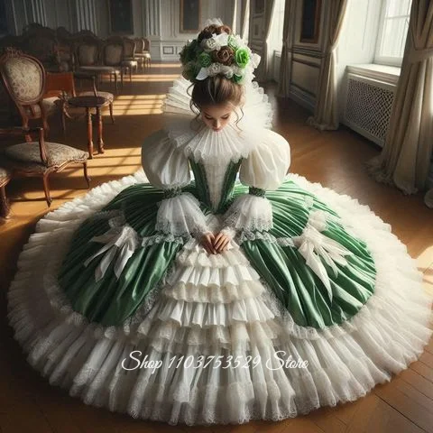 Customised Hunter Green Vintage Victorian Ball Gown Elizabeth Bow Evening Gown Special Occasion Dress Cosplay Costume