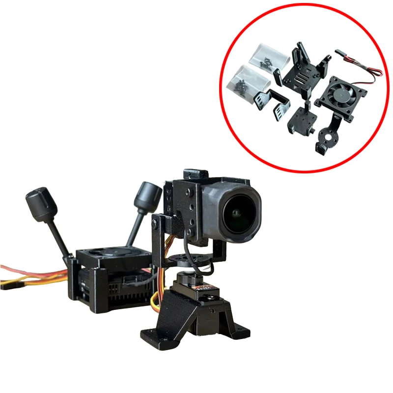 1Set für DJI O3/O4Pro Zweiachsiger Servo-Gimbal-Halter Kamera-Schwenk-/Neigungsständer Videoübertragungshalterung für RC-Modellauto/-Flugzeug