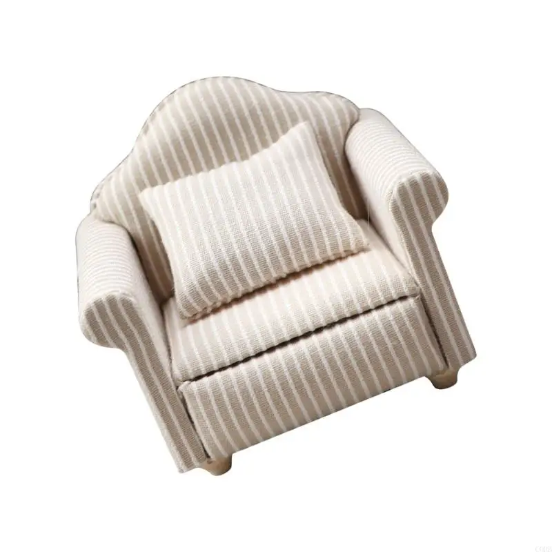 CORB Flower Print Sofa Doll House Furniture 1/12 Children Safe Doll House Scene Layout