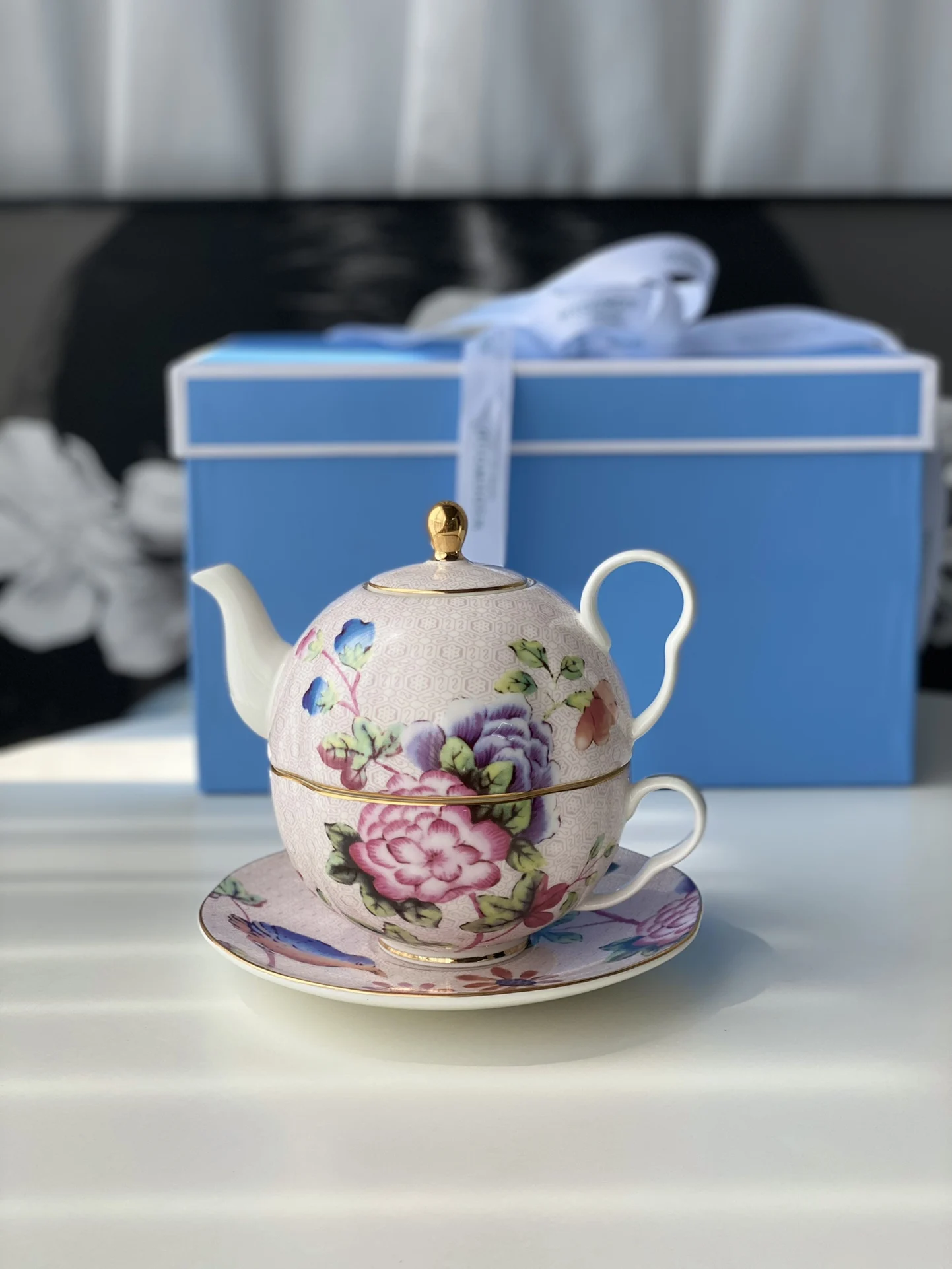 Bone China 400ml Rhododendron Combination Afternoon Tea Cup&Pot