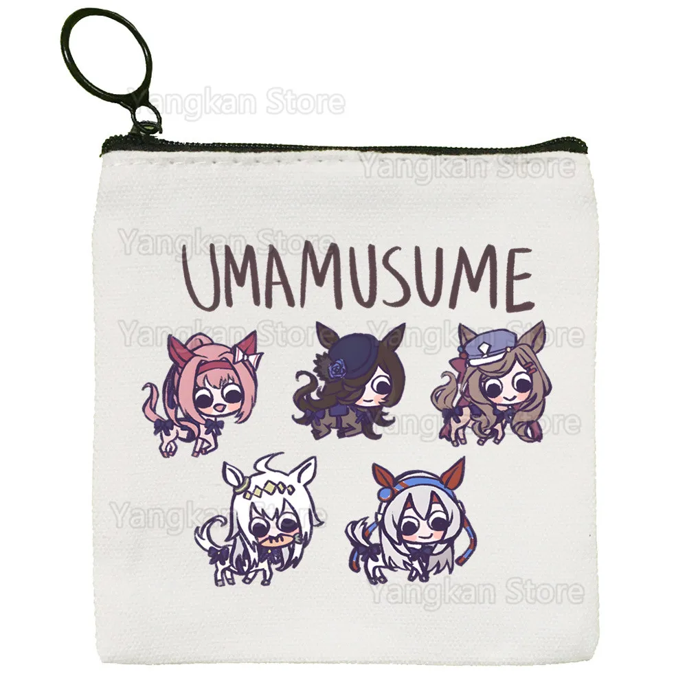 Uma Musume الذهب السفينة أكياس مربعة صغيرة محفظة نسائية للعملات المعدنية تخزين تشيبي Umamusume بطاقة صغيرة حقيبة مفاتيح عملة مخلب سستة حقيبة مفاتيح