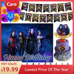 Descendants Mal Carlos Evie Jay Theme Birthday Party Decoration Supplies Cake Decoration Banner Balloon Background Baby Shower