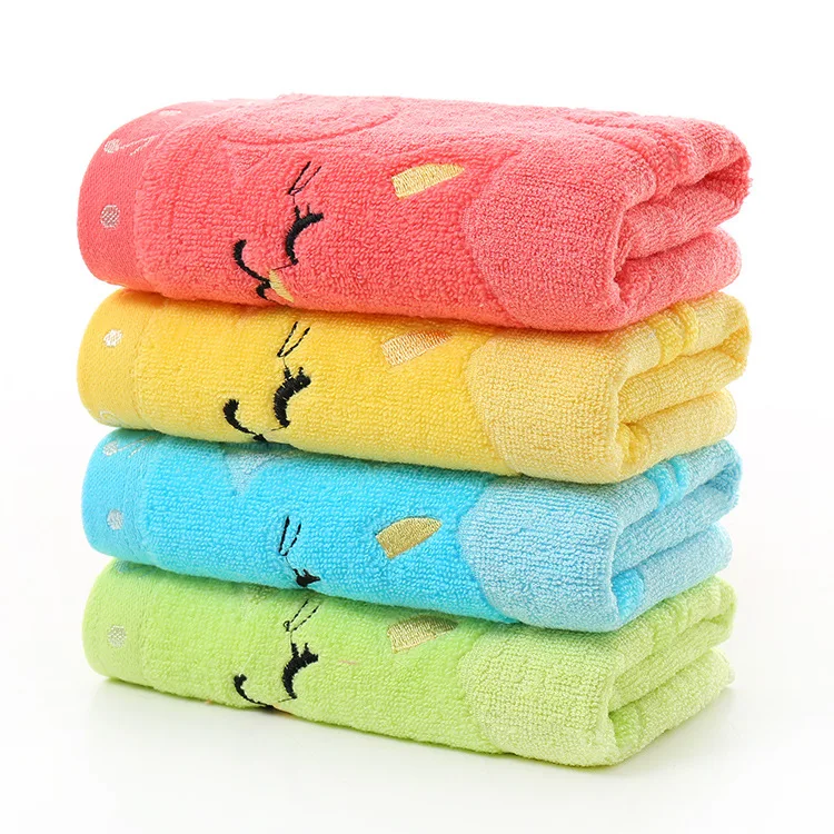 25X50cm  Children Cute Towel Cat Pattern Soft Towel Children Embroidered Baby Products Soft Bath Towel Home Textile