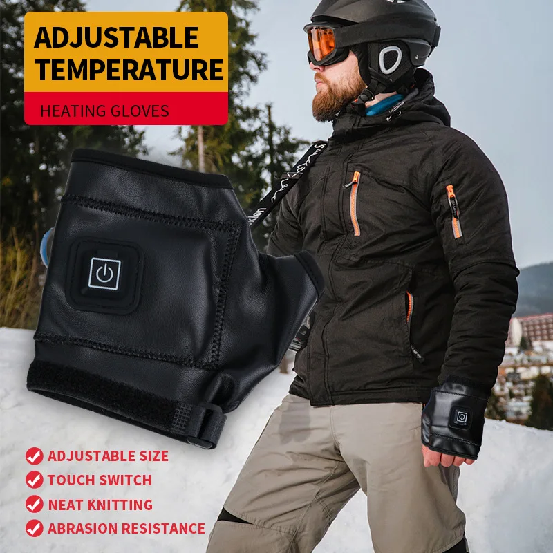 

Warmer Winter Smart Heating Work Gloves Wearable Hand USB C Rechargeable Fingerless Battery Heated Gloves For Outdoor Riding