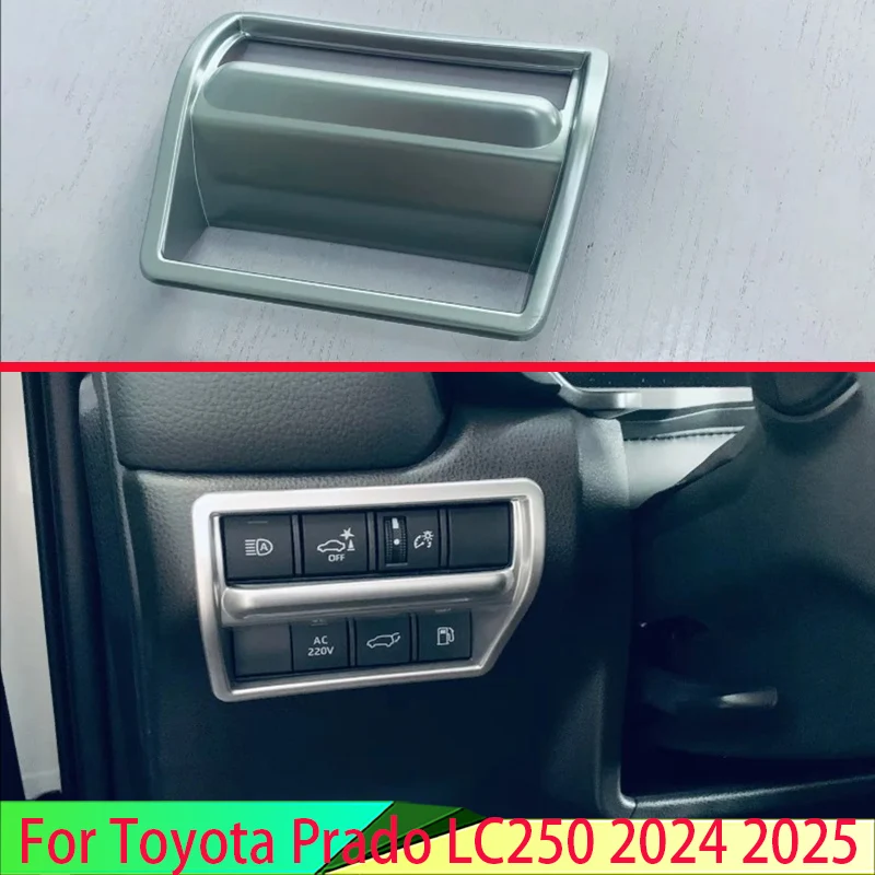 

For Toyota Prado LC250 2024 2025 Car Accessories ABS Head Light Switch Button Control Panel Cover Trim Bezel