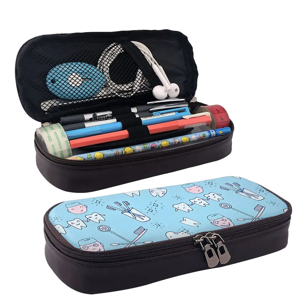 

The Dentist Tooth Cute 4 Leather Pencil Case for Kids Gifts Pen Box Pencil Bag Stationery Supplies Pen Holder Bag