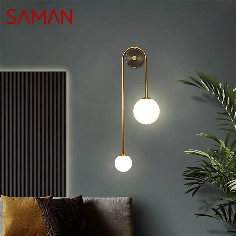 

SAMAN Brass Wall Lamp Contemporary Gold Sconces Simple LED Indoor Light For Home Living Room