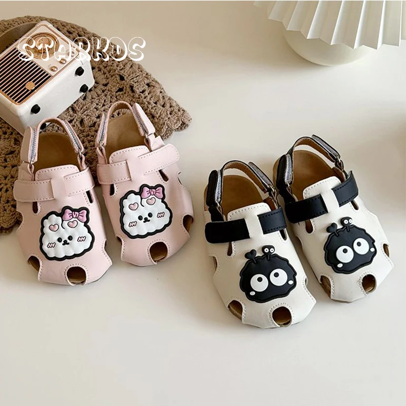 

Cute Cartoon Animal Patch Birken Clog Sandals For Kids Brand Design Cork Mule Slippers Boys Girls Summer Hollow Out Slide Shoes