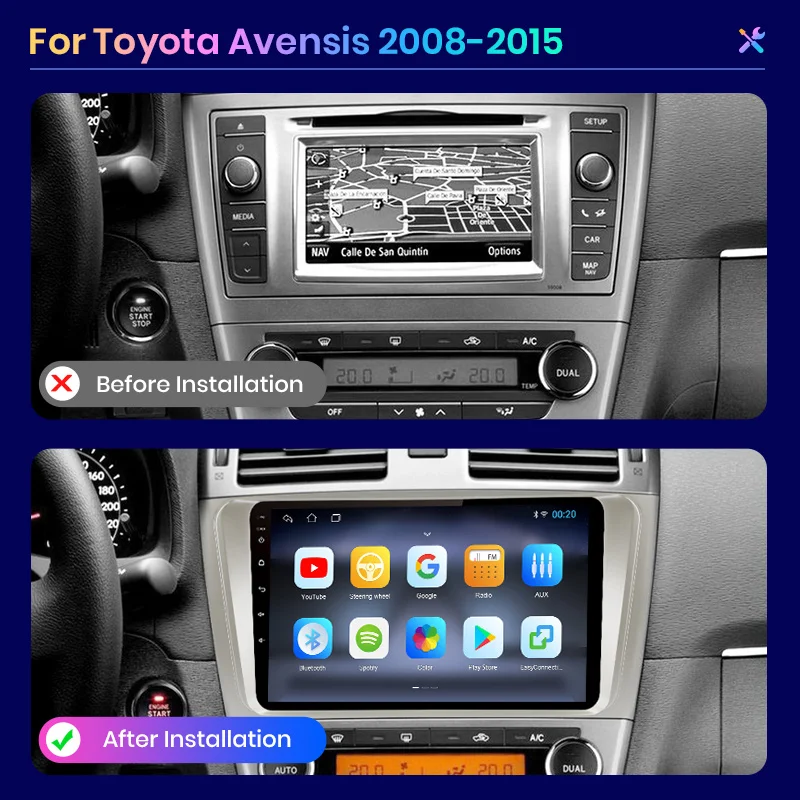 AWESAFE Wireless CarPlay Android 13 Radio For Toyota Avensis T27 2008 2009 - 2015 GPS Navigation Stereo Car Intelligent Systems