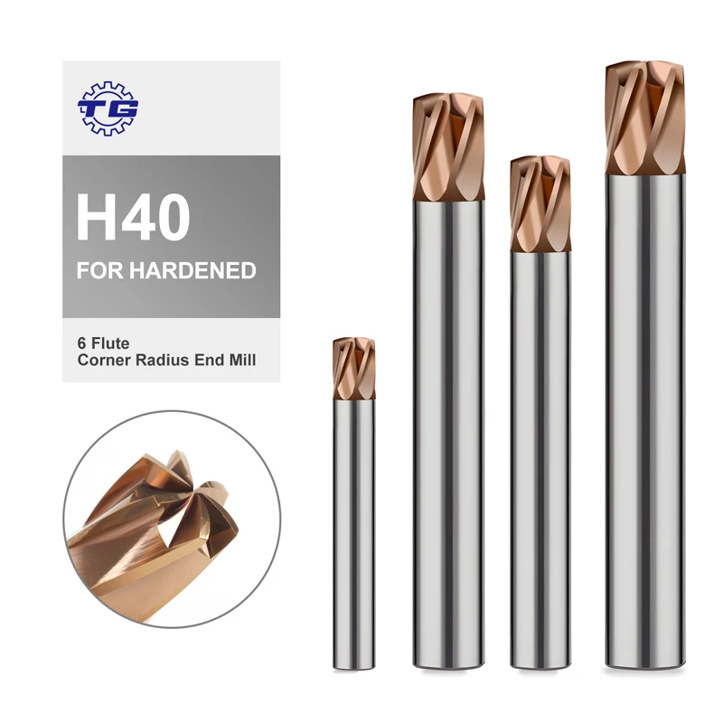 

TG H40-R6/6 Groove Coated Corner Radius End Mill High Performance High Speed Steel Milling Cutter