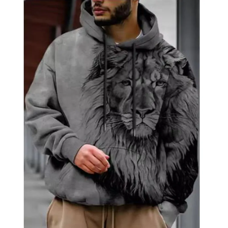 

Men's Spring and Autumn Fashion Sweatshirt Animal Wolf Lion Dragon Tiger 3D Printed Hoodie Neutral Street Leisure Hoodie Q0233