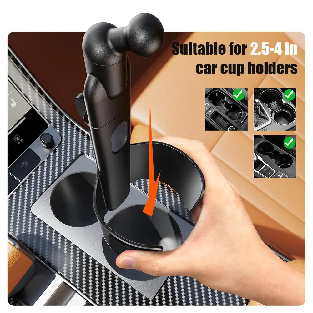 2 In 1 Height-adjustable Car Cup Mount Holder 360° Rotation Extra-strong Magnetic Car Phone Holder General