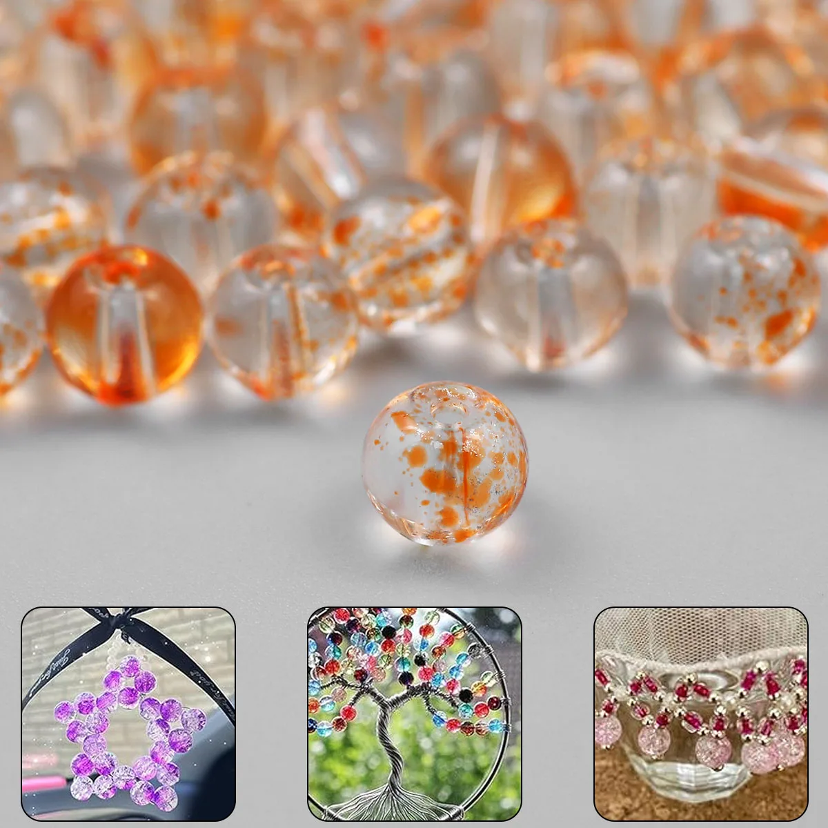Orange 8mm Dye Austria Translucent Crystal Beads Glass Spacers Loose Beads For Jewelry Making DIY Bracelets Earrings Accessories