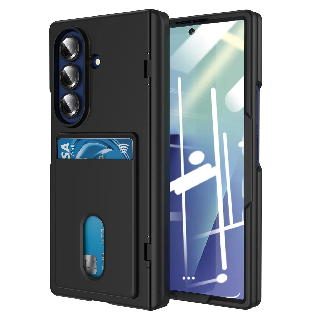 Brieftasche Slot Kartenhalter Scharnier Schutzhülle für Samsung Galaxy Z Fold 7 Fold7 5G Protector Stoßfeste Hartschalenhülle