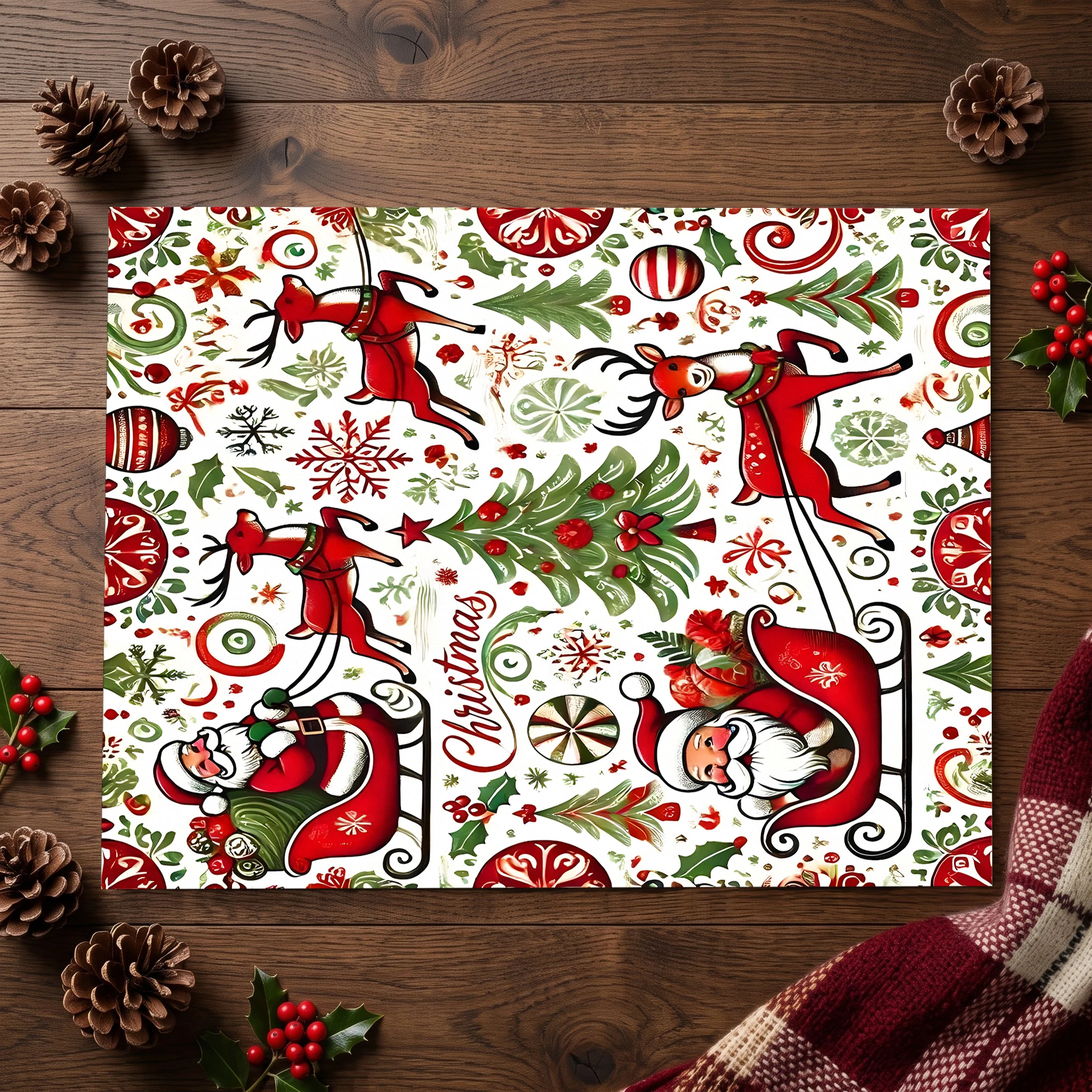 Velvet Rug Vintage American Reindeer Sleigh All over Christmas Slogan for Living Room Entryway Bedroom Home Decor