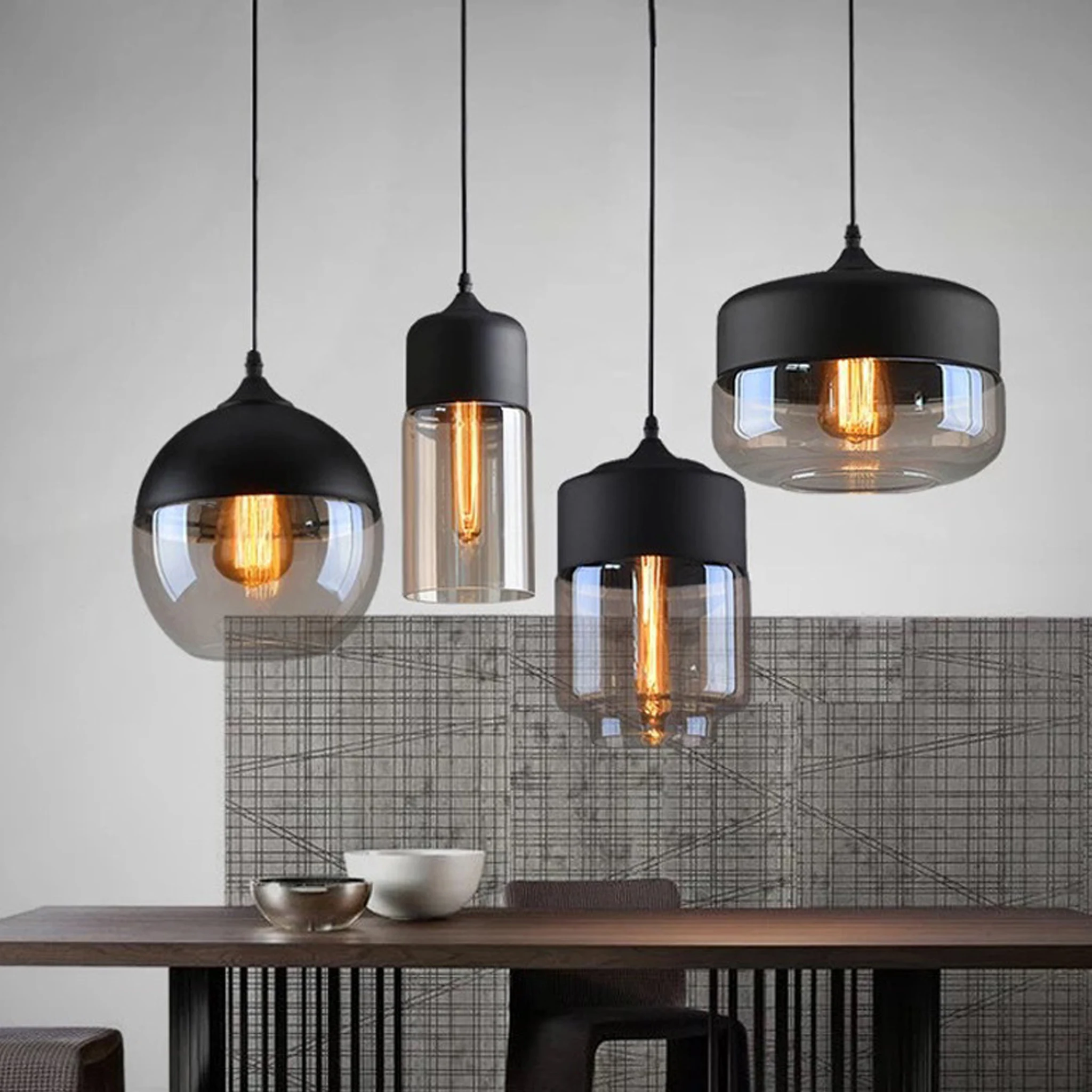Vintage Glass Pendant Lamp Minimalist Creative LED Hanging Lamp Dining Table Kitchen Island Bedroom Home Decor Pendant Light