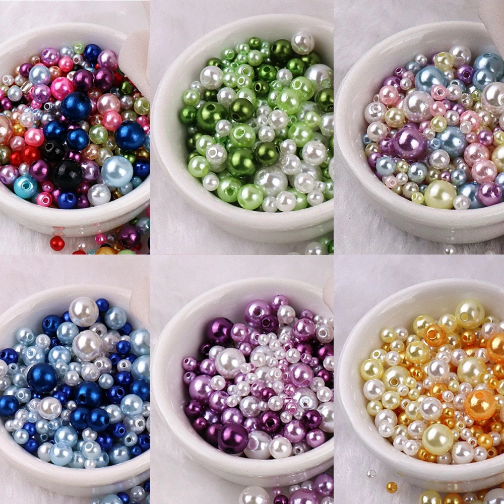 

150pcs Mix Random Size Round ABS Imitation Pearl Spacer Beads For DIY Necklaces Bracelets Jewelry Making Supplies Accessories