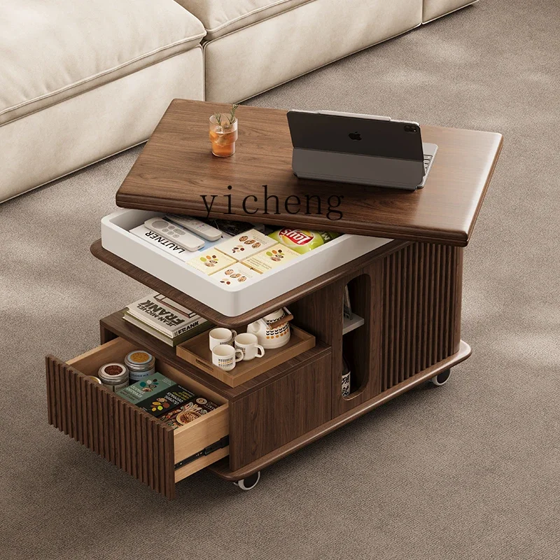 

ZK small push table removable side few medieval living room side cabinet black retro table snack table balcony trolley